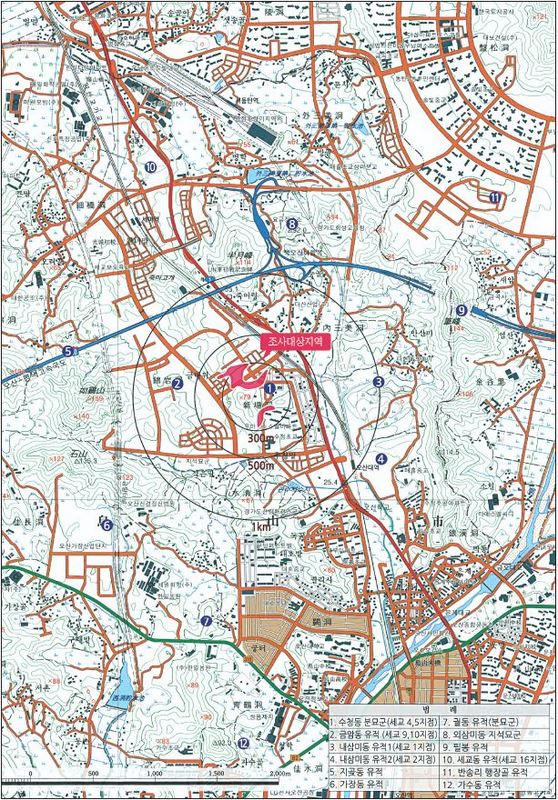 오산 수청동 백제분묘군-위치도 1:50,000(출처_경기문화재연구원)