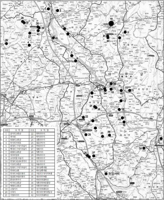 여주 원향사지-위치도 1:50,000(출처_경기문화재연구원)